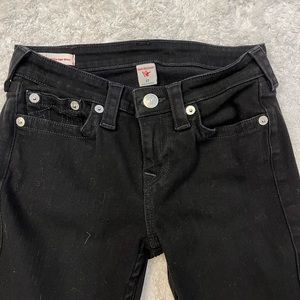 women’s true religion mid rise super skinny black size 27